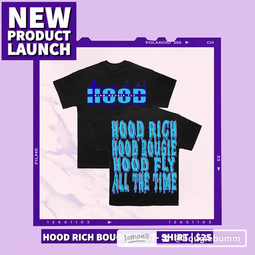BougieBumm's tweet photo. NEW PRODUCT DROP ⚠️‼️
Buy our Hood Rich. Bougie. Fly T-Shirt 
Unisex Cut sizes S - 2XL‼️

$25 at https://t.co/EGsjvB2ppa 

Follow us for more content and product drops. 
TikTok: @bougiebummtee 
Twitter: @BougieBumm 
Lemon8: @BougieBumm 

#BlackOwnedBusiness #smallbusiness #tshirt https://t.co/aIZy2ik04n