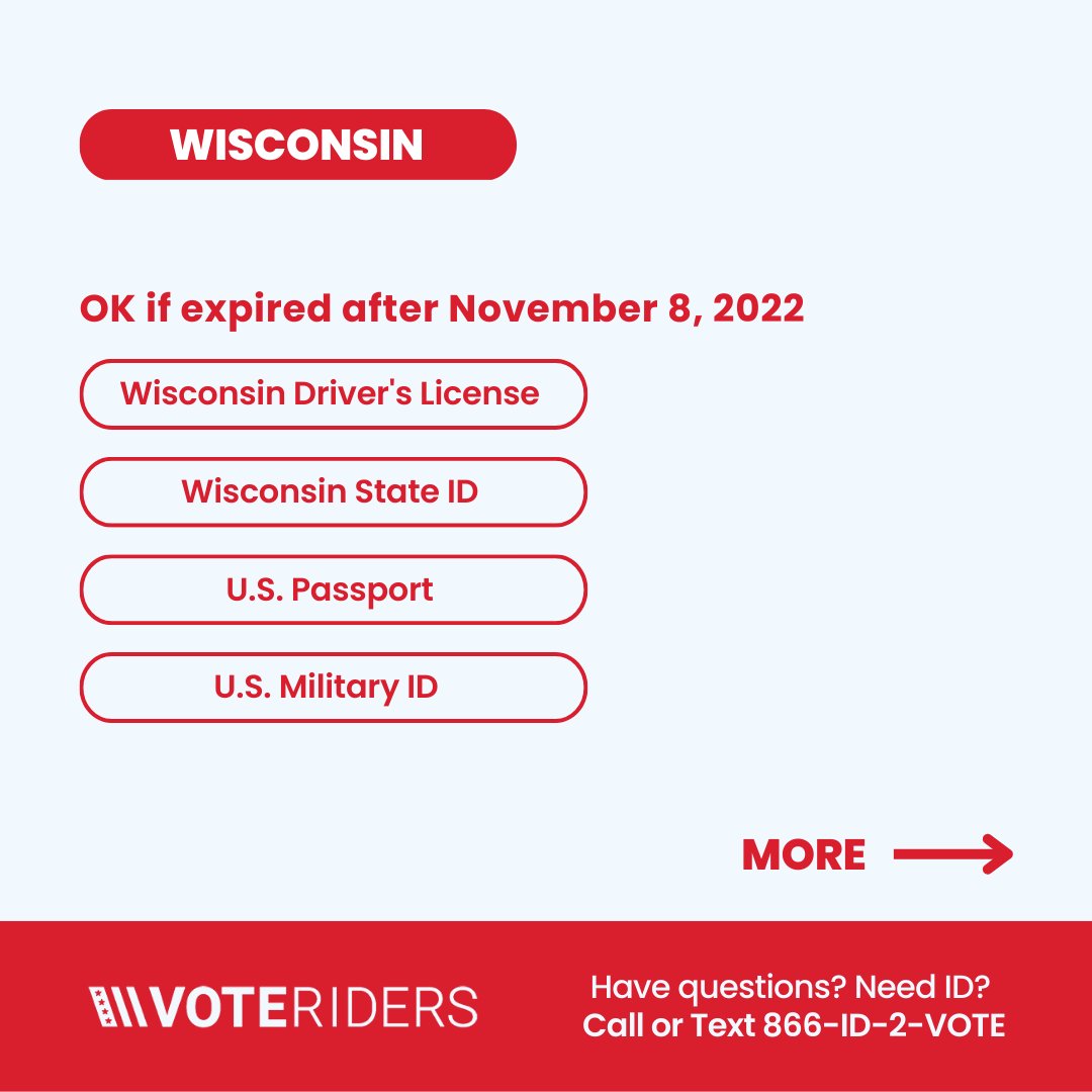 VoteRiders's tweet photo. Heads up Wisconsin! 📢📢📢

⚡️The Spring Election is on 4/4!⚡️

Wisconsin has a STRICT voter ID law, so make sure you bring a valid ID to cast your ballot in this critical election! 🪪✔️🗳️✔️

Here's the kind of ID you can bring to vote → https://t.co/fheI66N2qs

More info! ⬇️⬇️ https://t.co/0699eUt3OF