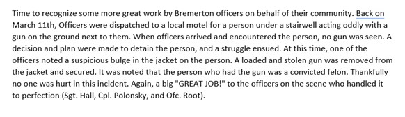 Another great job by BPD to be aware of.