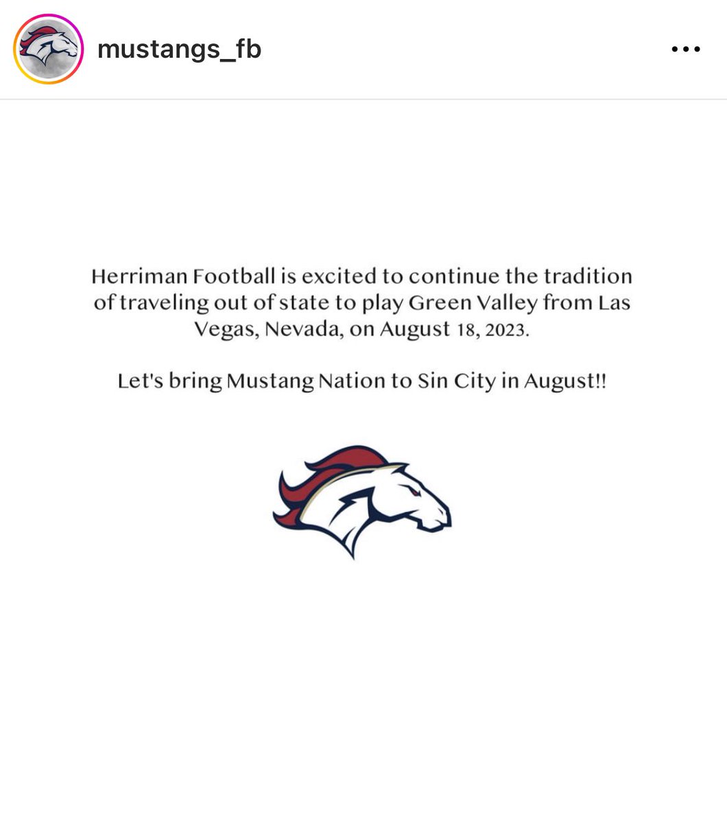 HHSMustangFB's tweet photo. #sincity august 18th. #herrimanfb #mustangfb #utah #fridaynights https://t.co/X5vIQVMrz9