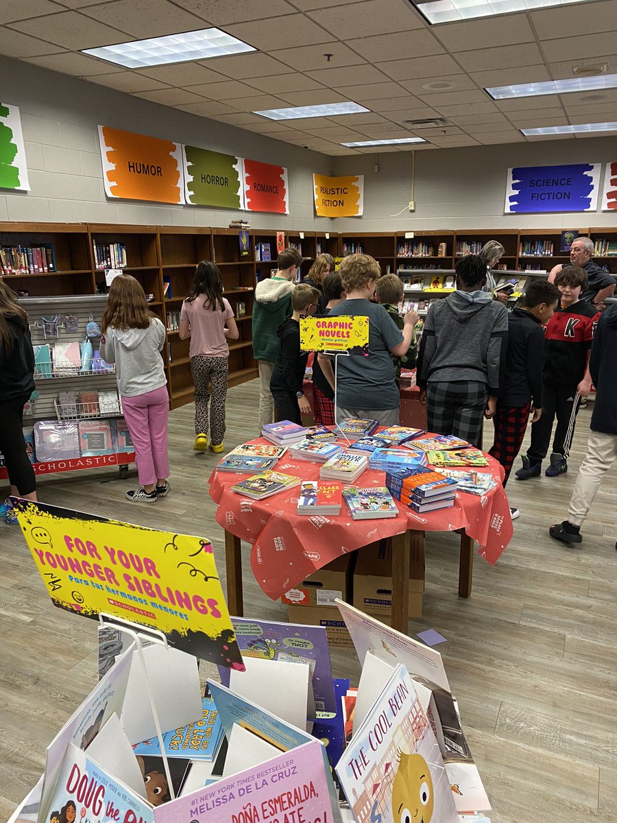 Bustling preview day in the Book Fair!! Lots of excited shoppers for the rest of the week! Come stock up on fun reading for Spring Break! #jtakeepcalmandtrojanon #jtalmc