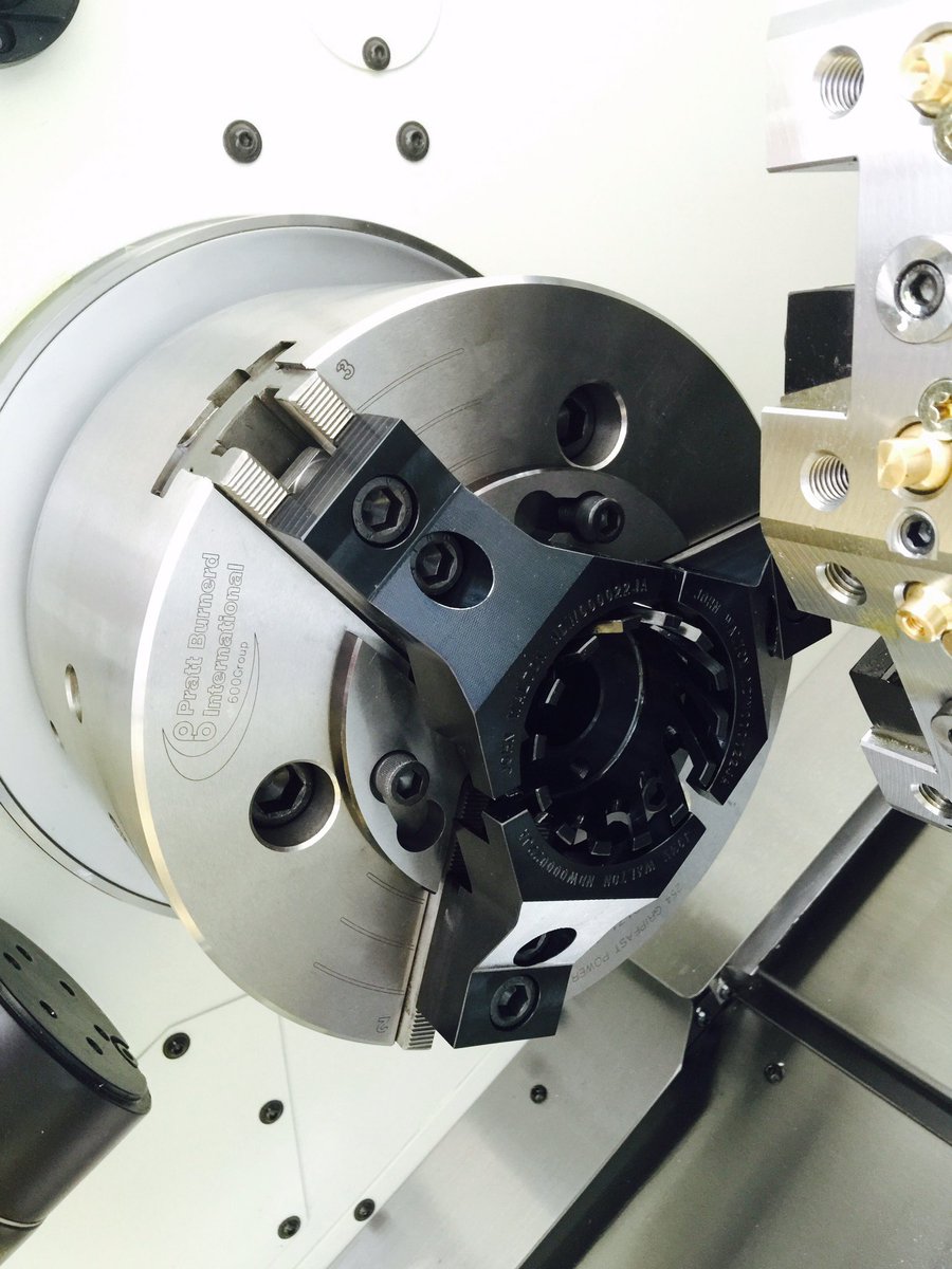 RocksteadyWH's tweet photo. #Workholding - Special Jaws and Locator for #turbo compressor wheel fitted to @okuma LB3000 machine https://t.co/k55LPlR1du