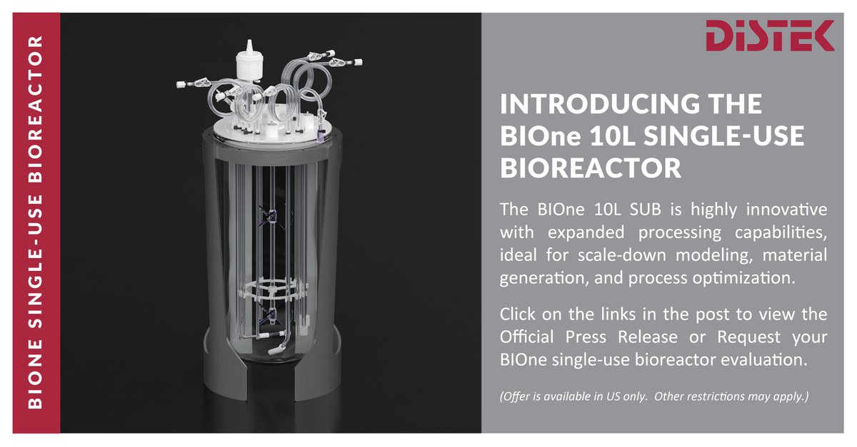 distekinc's tweet photo. Introducing the BIOne 10L Single-Use Bioreactor by Distek. Click Here for the Official Press Release. https://t.co/40pjEG2n96 Click Here to request your BIOne SUB Evaluation. https://t.co/hrsZjaG0dh https://t.co/TyiS4lyfvO