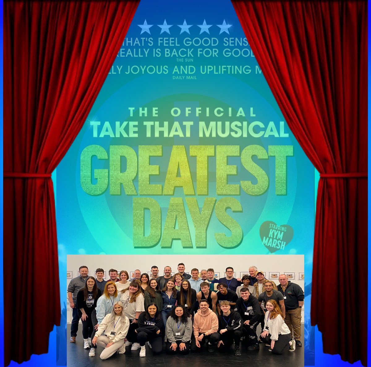 malardy's tweet photo. Congrats to the cast of #GreatestDaysMusicalTour
Day one of rehearsals ✅
You guys are gonna smash this. Its your time to 🌟Shine🌟
#GreatestDays
#GDTMFans
#SwearItOnTheFans
#Greatestdaysthemusicalfans
@HannahCBrown97 @Kitty_Harris1 @marytylerxo @McginlayMari @listentoemilie https://t.co/miiagDZ9Bc