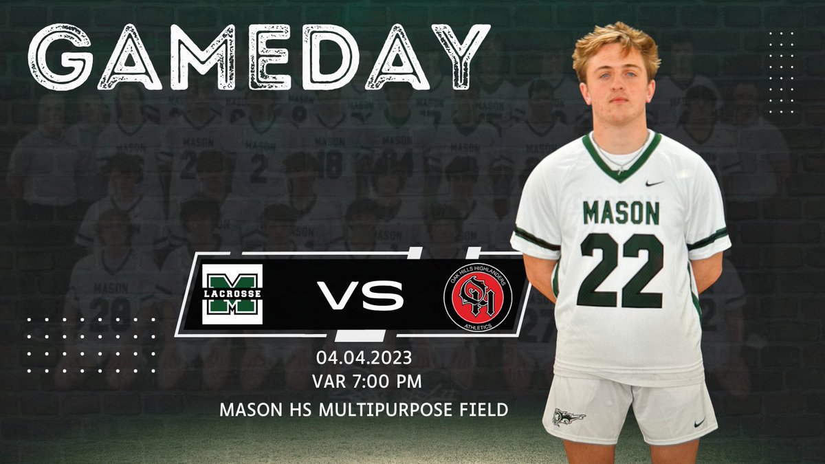 𝙂𝘼𝙈𝙀𝘿𝘼𝙔

Mason Boys VAR 🥍 takes on <a href="/OHHSlacrosse/">Oak Hills Lacrosse</a> tonight! 
🆚 Oak Hills HS Lacrosse 
🏟️Mason Multipurpose Field 
📅Tuesday 4.4 📷 
⏲️7:00 p.m. ET 📷
🎟️ gofan.co/app/school/OH1……
<a href="/gmcsports/">GMC Sports</a> <a href="/CinDayLAX/">CinDayLAX</a> <a href="/OHHSlacrosse/">Oak Hills Lacrosse</a> <a href="/MHS_BLACKHOLE/">BLACK HOLE STUDENT SECTION 🕳</a>