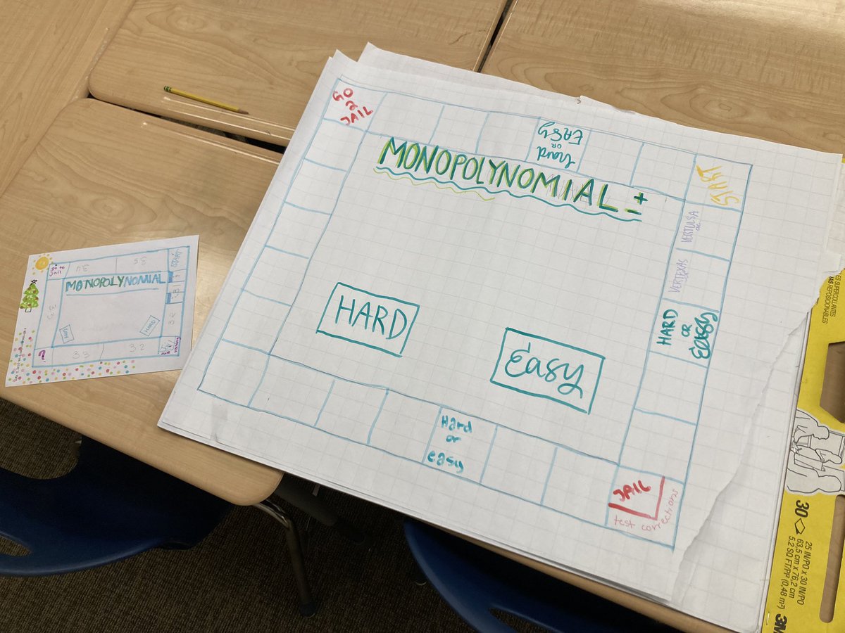 ONeillTeaches's tweet photo. How cute are my HA2 kids? Instead of a “review” day, they created a board game that covered topics from 3.1-3.5. They self-scaffolded, determined the main ideas of the unit, and created their own “easy” and “hard” questions. Excited to share the finished product (and play it)!!! https://t.co/fYUAjXEDO4