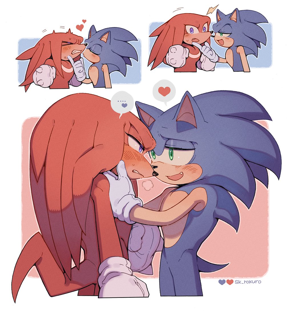 ソニック 「blush#SonicTheHedgehog #sonknux 」|ろくろ/rokuro💙❤️🌈のイラスト