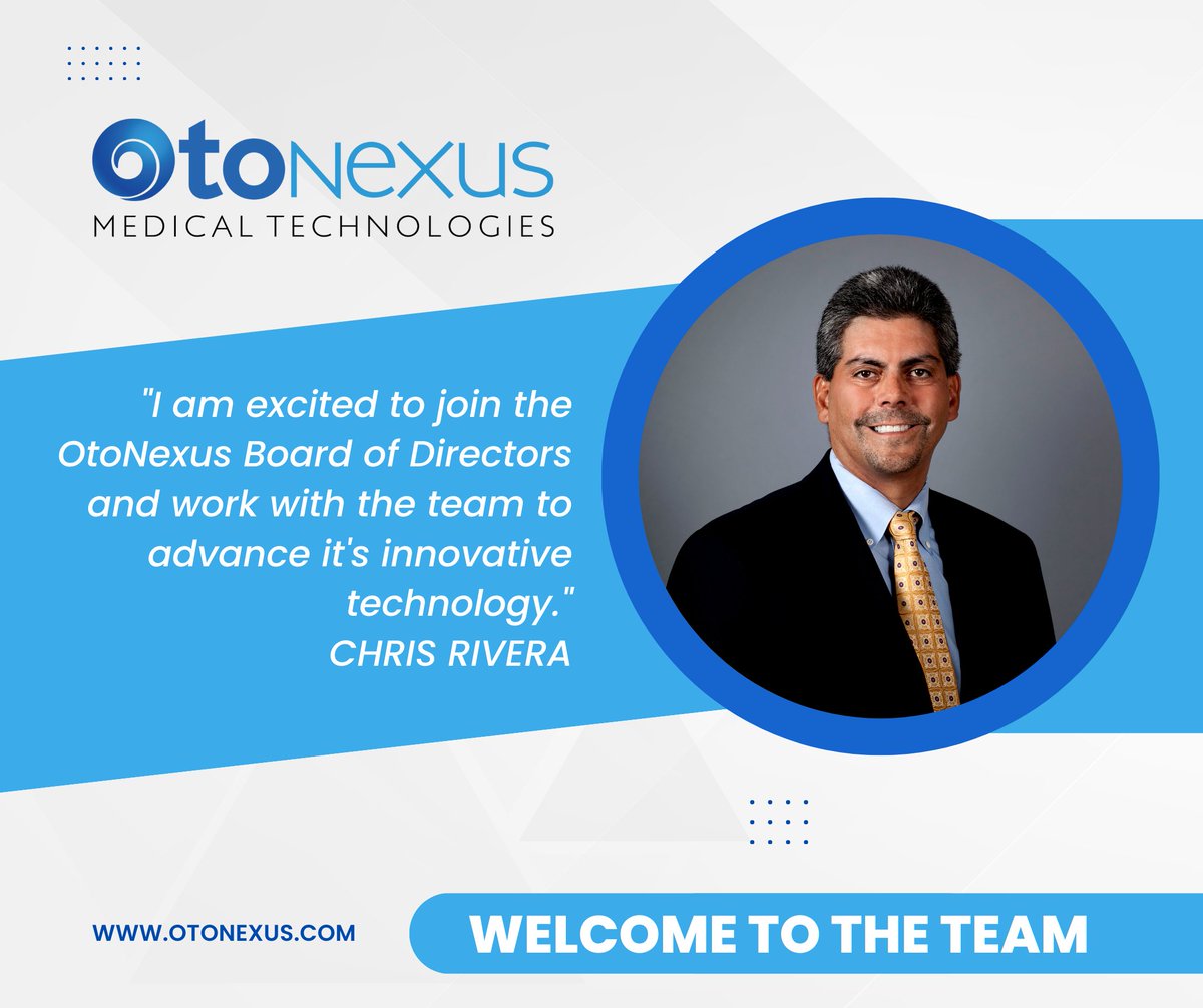 Exciting news! Accomplished life sciences leader Chris Rivera has joined the Board of Directors for OtoNexus Medical Technologies. His appointment strengthens the company's leadership and positions it for success. #HealthTech #BusinessAngels #AngelCapital #AngelNetwork