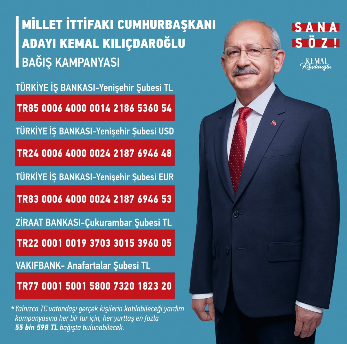 Halkın Cumhurbaşkanı Sayın Kemal Kılıçdaroğlu'na katkı sunmak için bağış kampanyamız başlamıştır. 14 Mayıs’taki cumhurbaşkanlığı seçimleri için sarayın günden güne artan bütçesine karşı dayanışmamızı güçlendirmek isteyen yurttaşlarımızın desteklerini bekliyoruz!