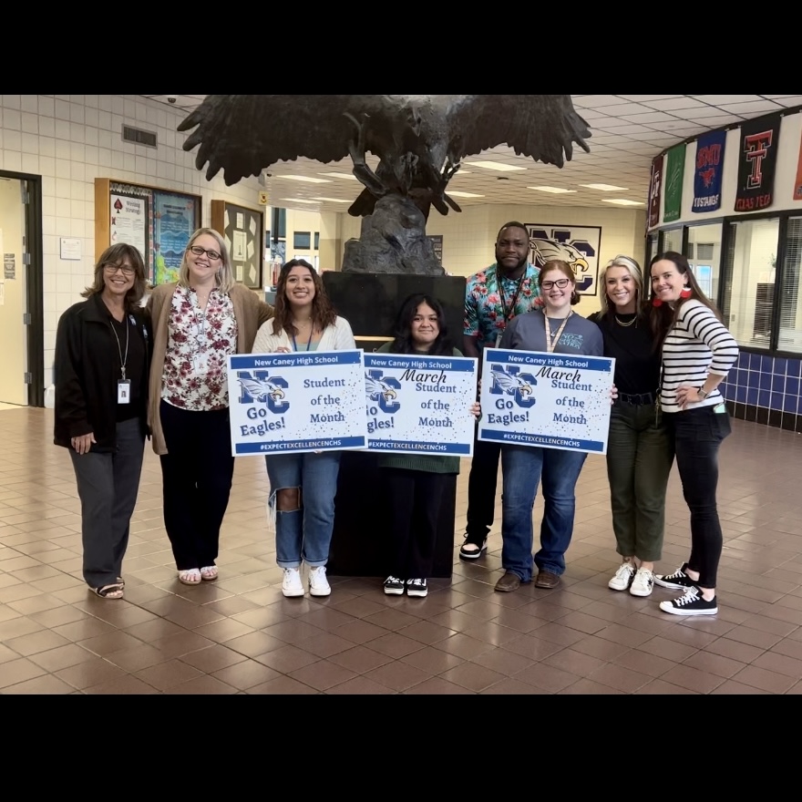 NewCaneyHS's tweet photo. Our March Eagle of the Month was focused on the Live to Give Mindset. 
The Eagles selected were:
9th Grade - Skylar Fuller
10th Grade - Paola Ceron
11th Grade - America Angeles
12th Grade - Kynadee Florence
Teachers- Brian Wimberly, Matthew Vaquera

#ncisd #ExpectExcellenceNCHS https://t.co/yHi81zaxfX