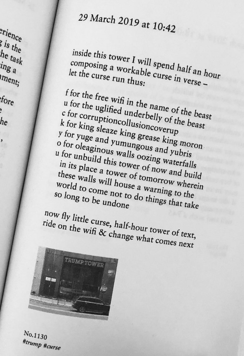 asburyandasbury's tweet photo. The curse I penned while sitting in the lobby of Trump Tower four years ago #realtime_notes https://t.co/stpaNP9mFS