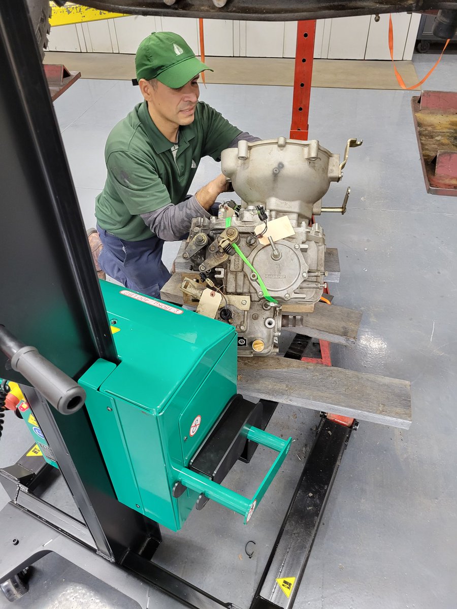 First order of business for the reel lift is lowering a transaxle out of an HDX for a clutch job. 
<a href="/Foley_Company/">Foley Company</a> 
#mtidistributing #turfgrass #turfmechanic