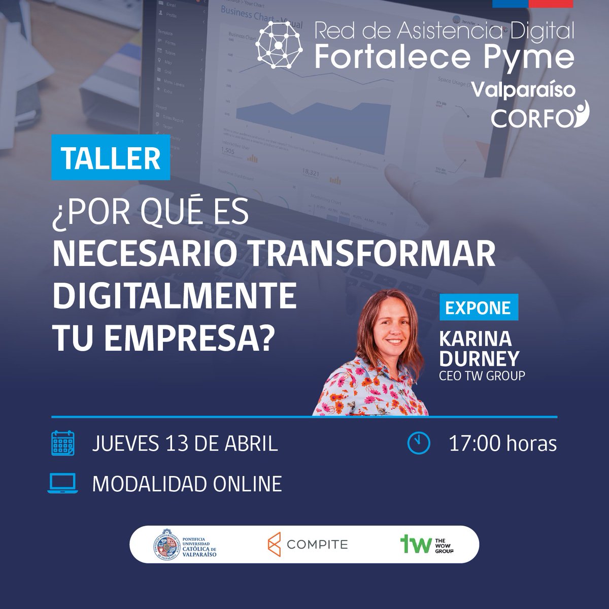✍🏻 Inscríbete al taller "¿Por qué es necesario transformar digitalmente tu empresa?", impartido por Karina Durney, Ceo de TWGroup

Inscríbete en ➡️ lnkd.in/epa5pbXk

#Pymes #FPymeValparaíso #Digitalización #TransformaciónDigital #TalleresFPyme
