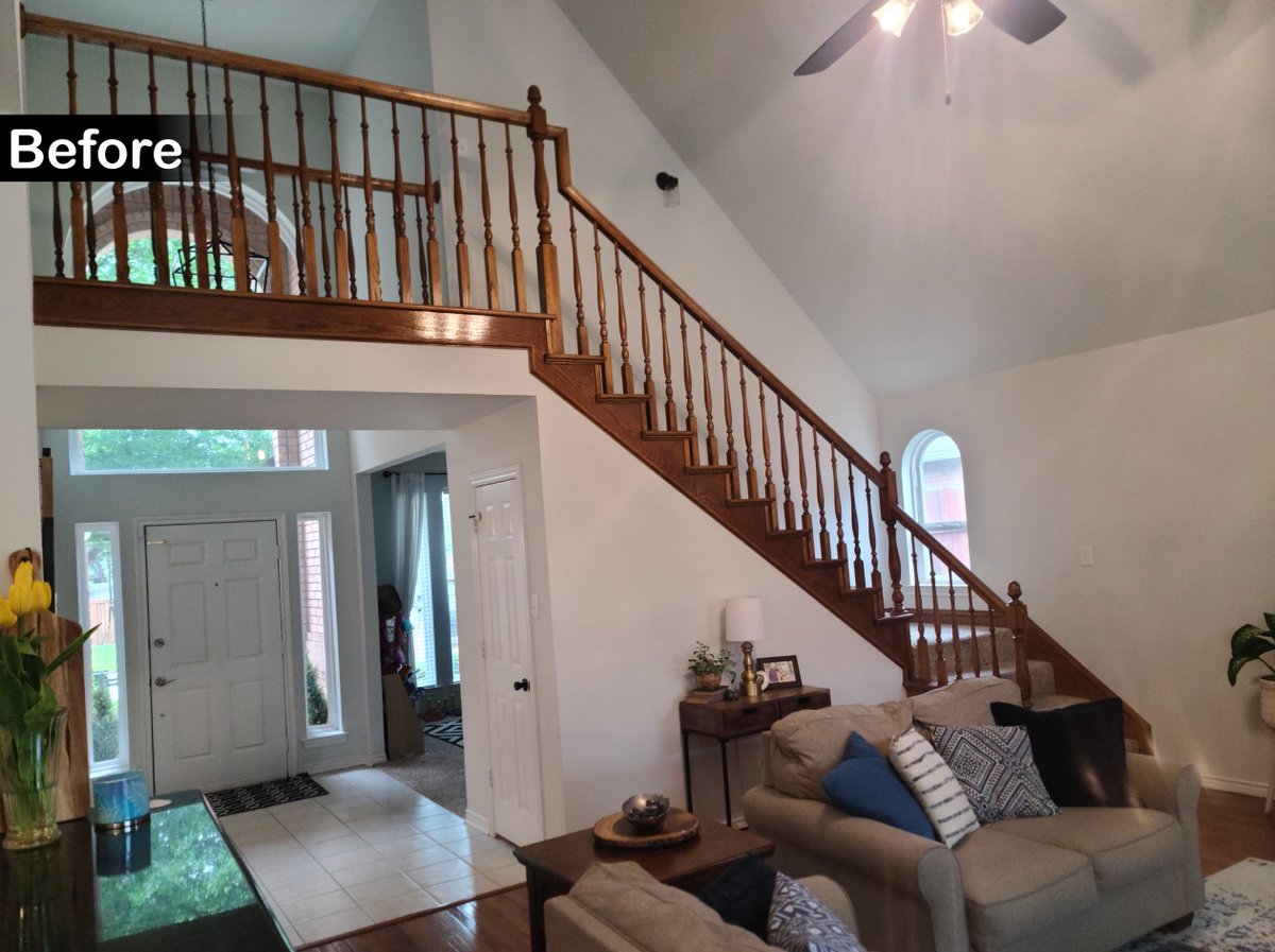 Medford_DB's tweet image. Check out this stair refresh completed as a part of a larger project by our Mike&apos;s Guys team 👌👍 #stairrails #stairremodel #homeremodelingdfw