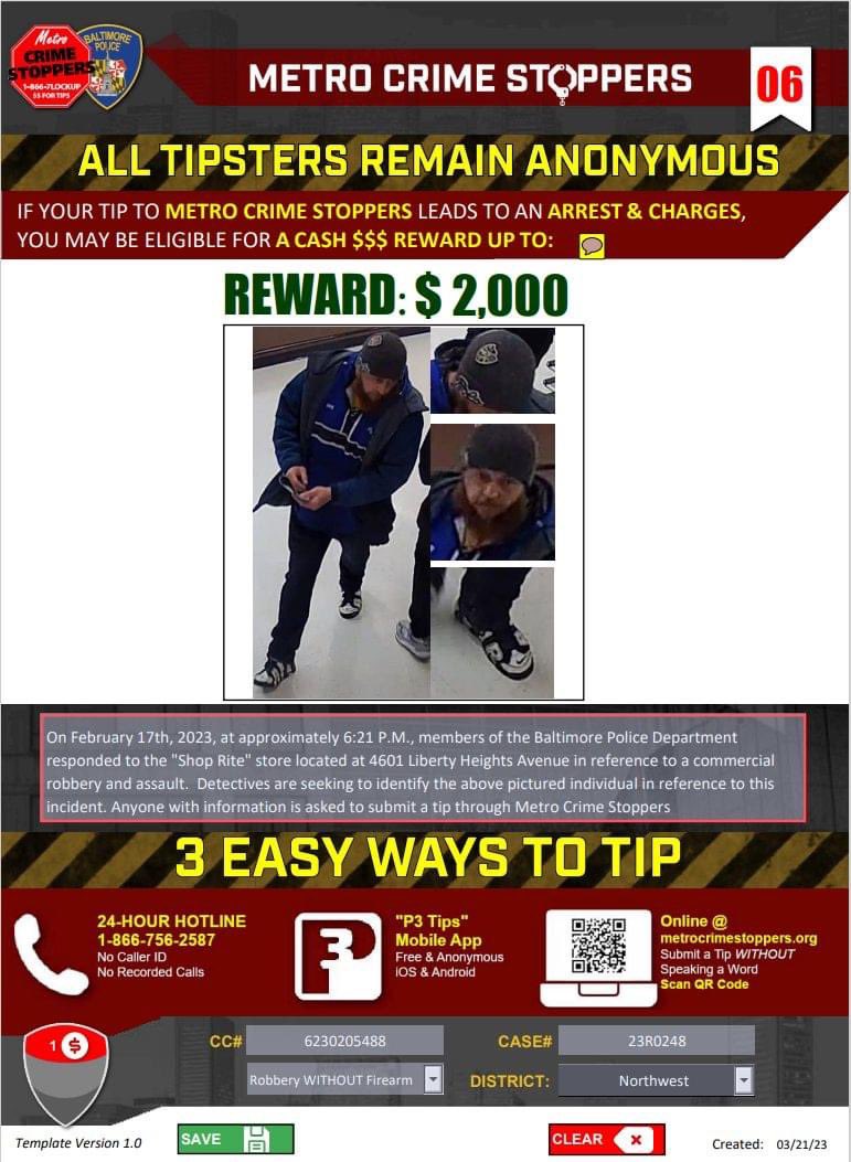 Baltimore Police on Twitter "Identity Sought