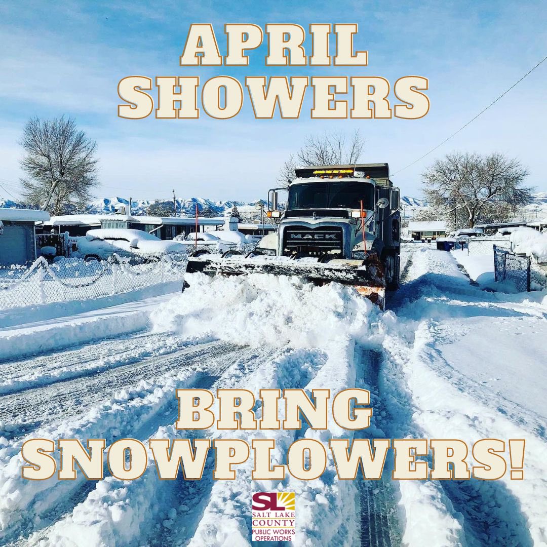 We get it. It’s been a long winter season and we are ready for spring too! Huge shoutout to our amazing #SLCo Snow Plow Drivers who keep our county running smoothly! 🛻 ❄️💪 #snowplow #publicworks #slcopw #saltlakecounty #utah