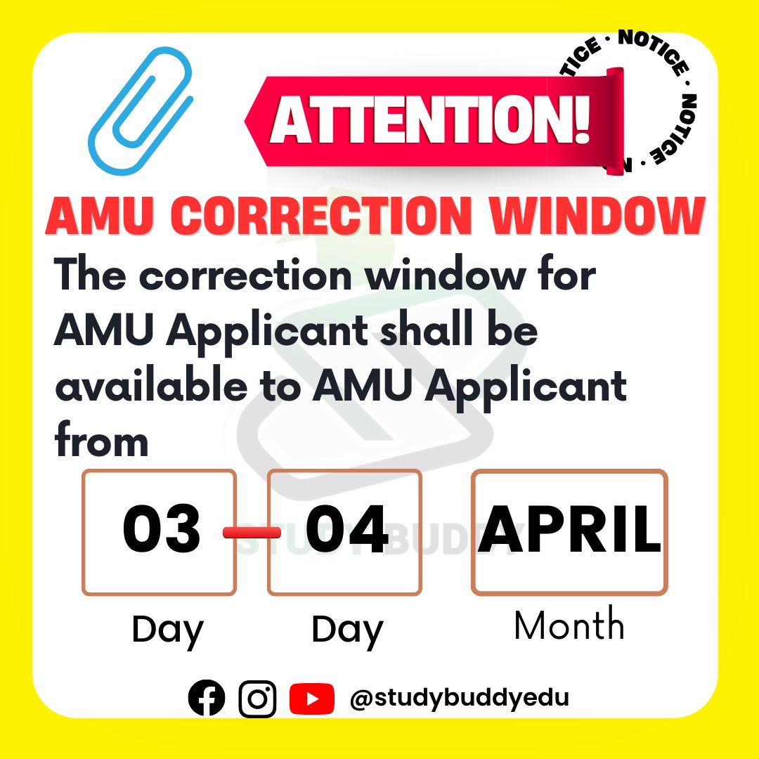 studybuddy_edu's tweet photo. Amu correction window for form is available on amu controller website. You can visit there and make change in your application. 

Website- https://t.co/tllA4OFU7z 

#amu #aligarh @AMUofficialPRO https://t.co/ZiLqhIijEo