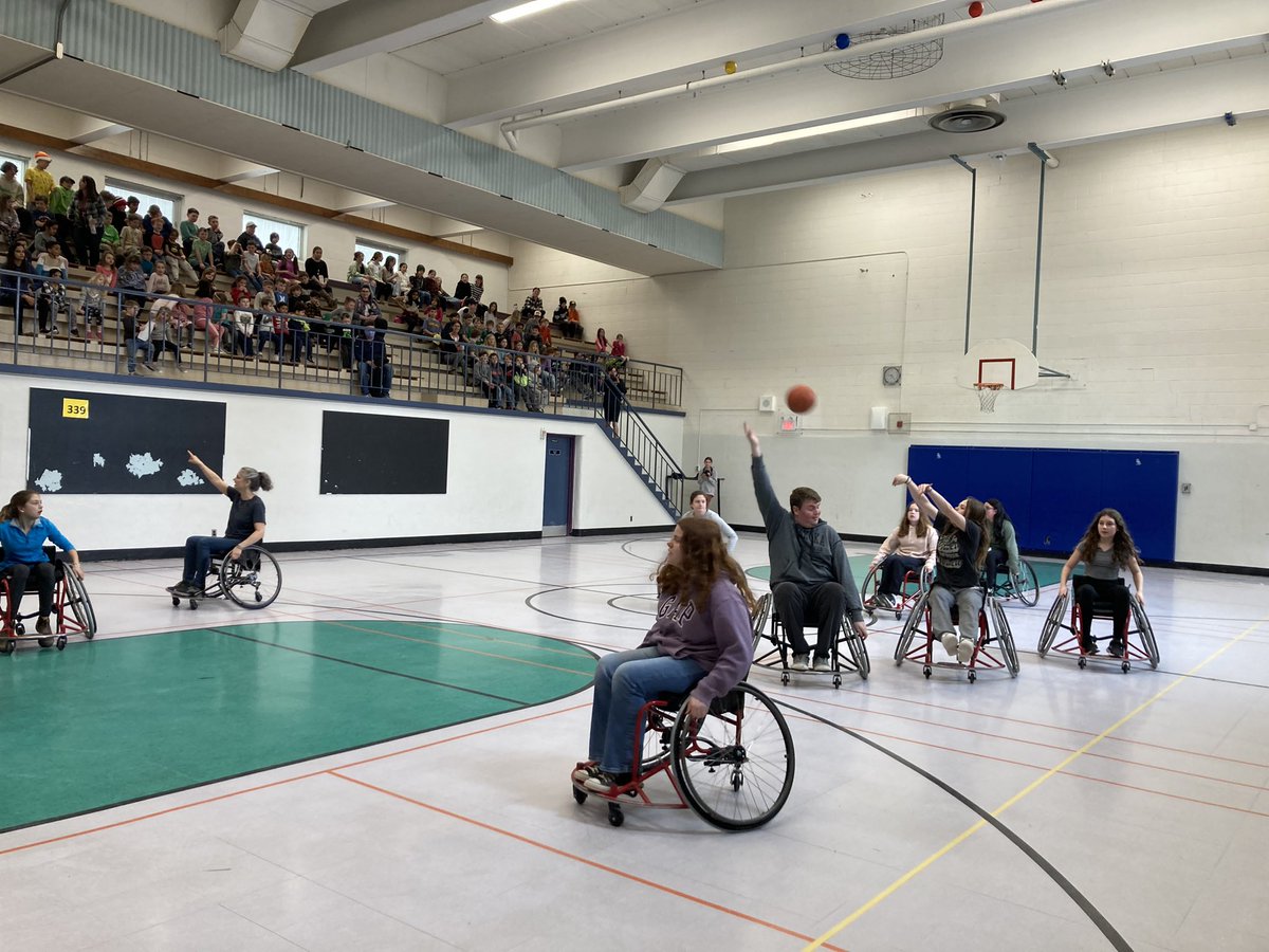 Staff vs Student wheelchair basketball game today!! Fun times and sore arms!! <a href="/MsCoulombe/">Ms.Coulombe</a> <a href="/ugdsb/">Upper Grand DSB</a>