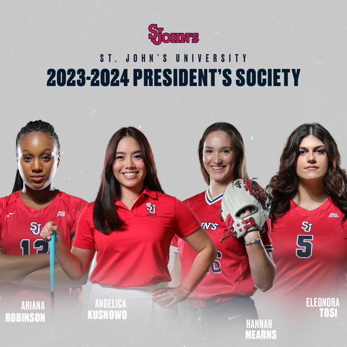 Congratulations to these student-athletes for being inducted in the 2023-2024 President’s Society👏

Members are ambassadors who support the President at various events and functions. The President's Society is the highest honor society at <a href="/StJohnsU/">St. John's University</a>.

🗞: bit.ly/3ZDX8dS