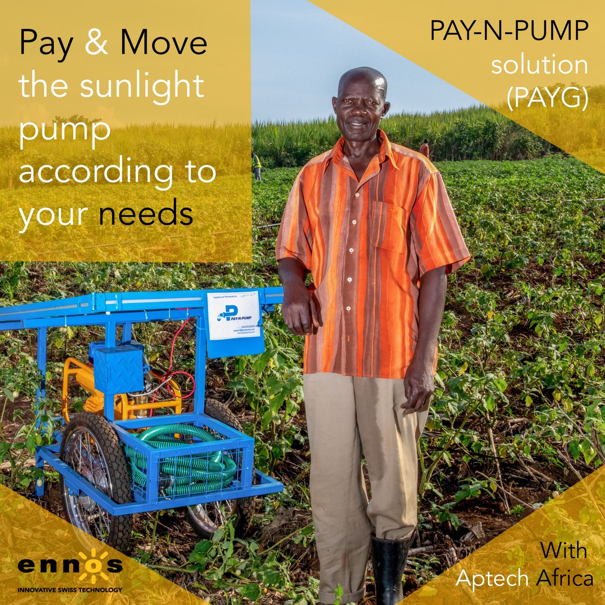 You need to purchase a #sunlightpump solar pump on credit ? <a href="/aptechsolar/">Aptech Africa</a> built a Pay-As-You-Go (#payg) solution: The more you pump, the more you pay ! <a href="/paynpump/">PAY-N-PUMP</a> 

And now, new sunlight pumps have even a direct connection to "remot" PAYG App developed by <a href="/InnovexUG/">Innovex UG</a>