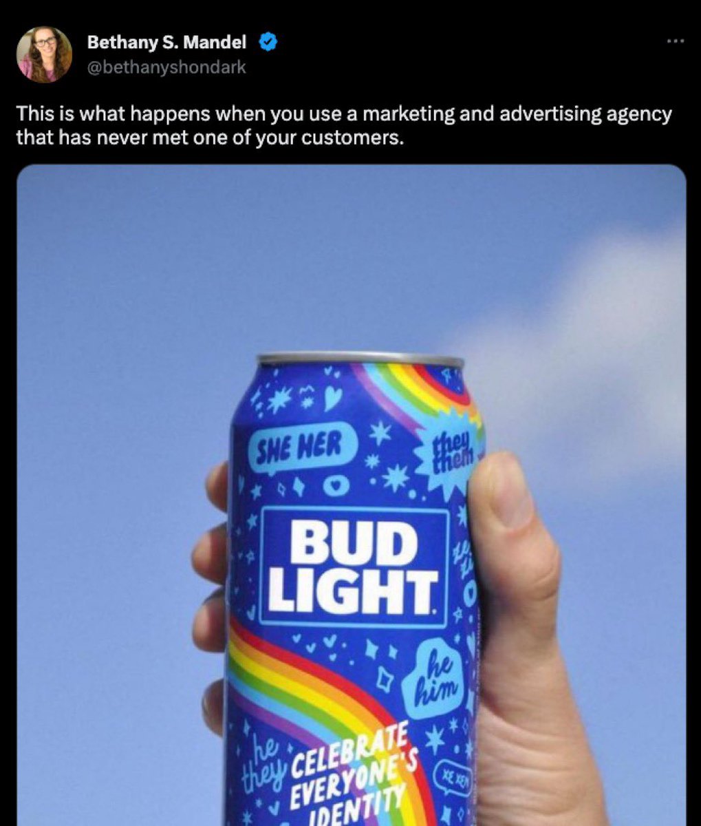 whstancil's tweet photo. so much of the right lives entirely inside a cartoon universe of cultural signifiers. like, I know in her head “bud light” equals “no college” equals “straight homophobe,” but how much brainpower does it require to figure out that many gay people probably also drink cheap beer https://t.co/j2zMkzq0Kv