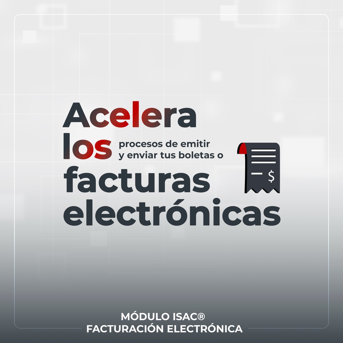 erpisaccl's tweet photo. Módulo: Facturación Electrónica.
- Emisión de DTE de acuerdo a la normativa actual del S.I.I.
- Intercambio, envío automático de DTE emitido una vez aceptado por el S.I.I.
- Genera archivo cesión de facturas.

Conoce más en: https://t.co/4dTLvYVtmo

#ISAC #FacturaciónElectrónica https://t.co/eqhtupm9sJ