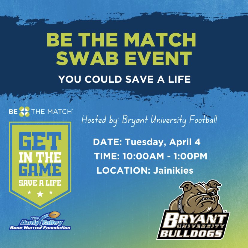 See you tomorrow @BryantUFootball !!!! @TalleyBoneMarro @BeTheMatch