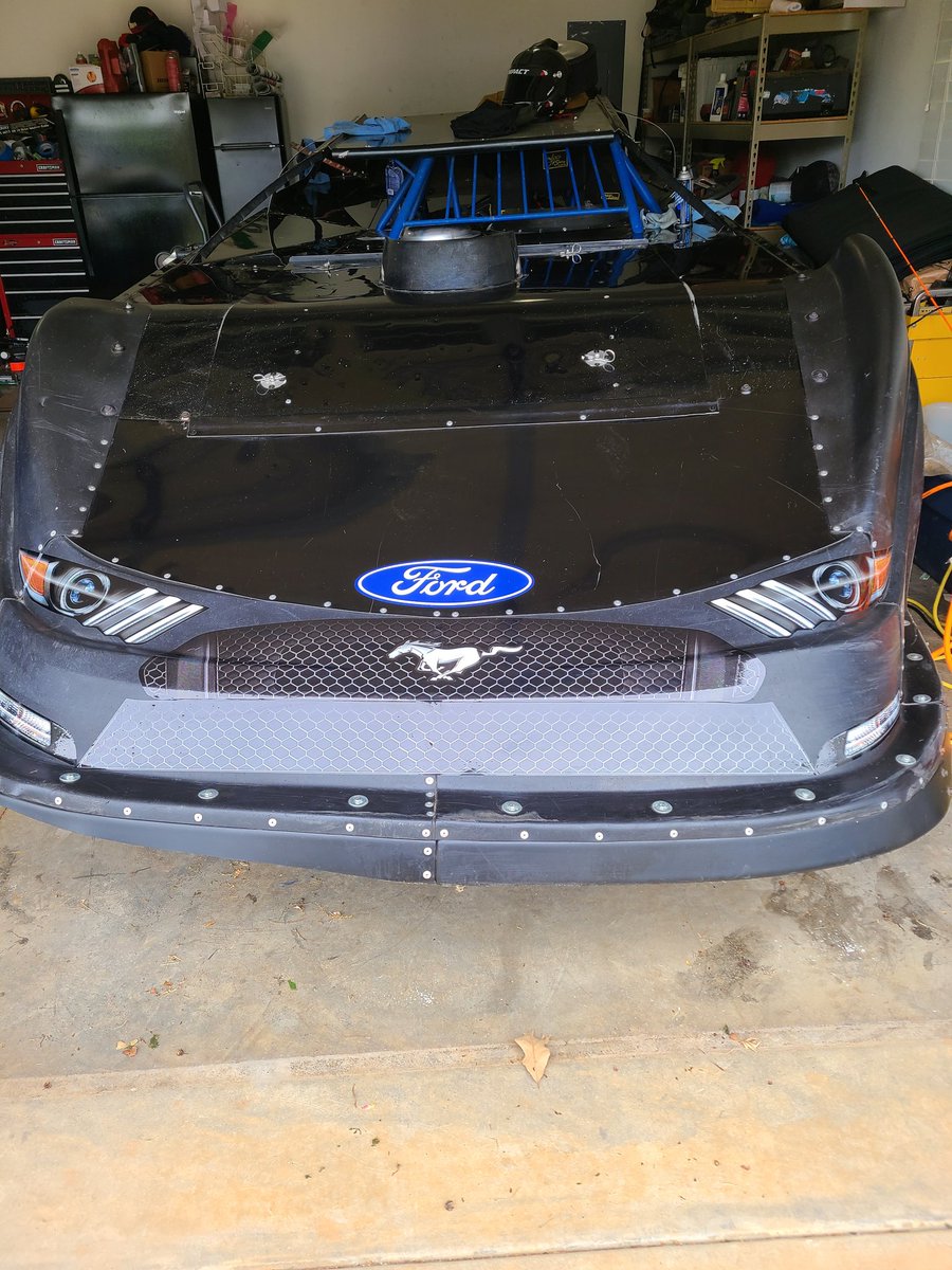 Little miss-communication at work today. I was told to work on the dirt car, so I went  home..😂😂😂 the boy wanted a @FordMustang for his 17th bday. So daddy got him some 2019 decals🙃.. I'm batting 💯 #bristolbaby
