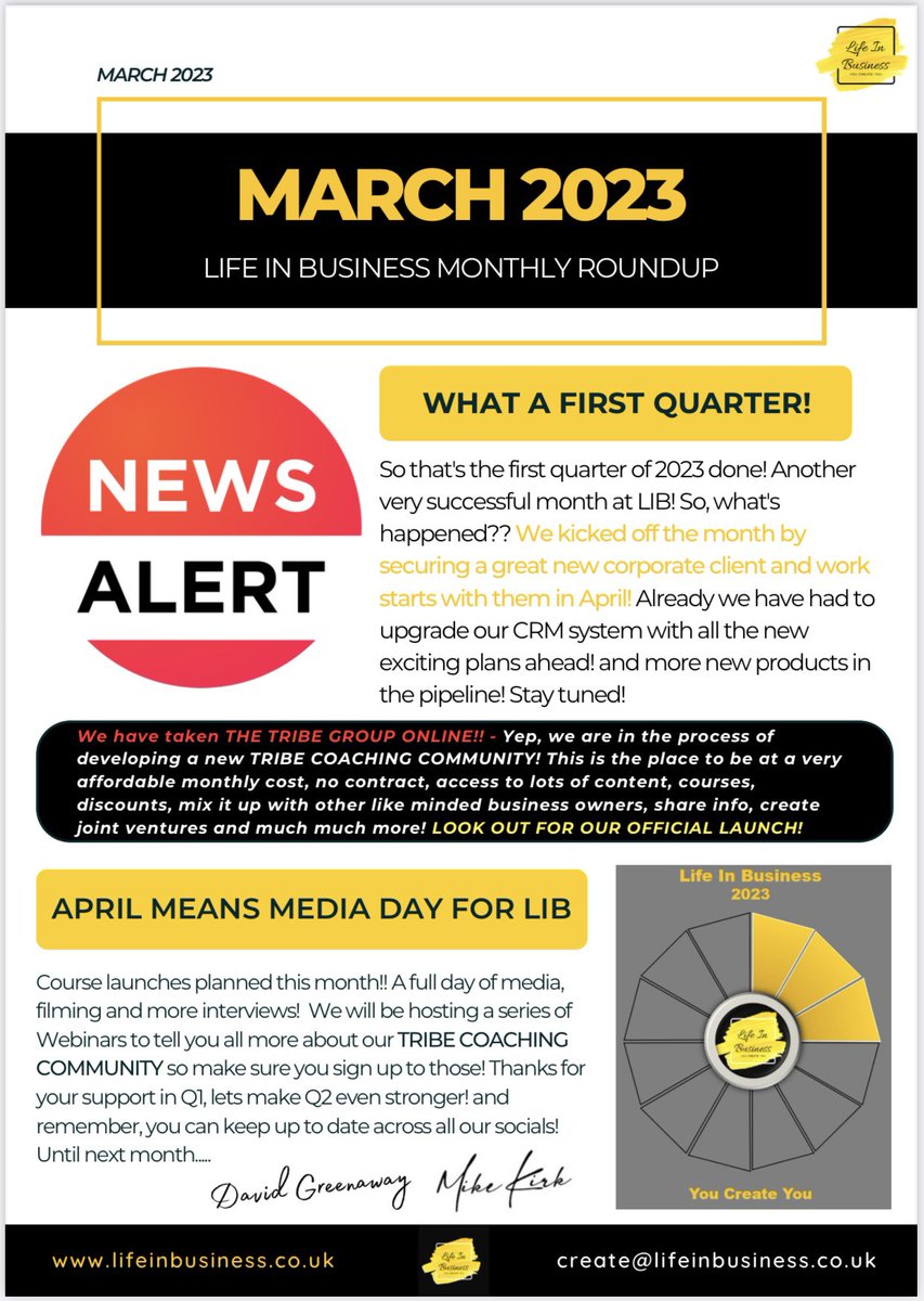 LifeInBusiness_'s tweet photo. What a month!! and what an end to the first quarter of 2023! Lots of great things happened, lots of successful results, new corporate client secured, and April looking just as good!

Have a successful April!

 #newsletter #success #businesscoaching #transformation https://t.co/d5dqPOxeVc