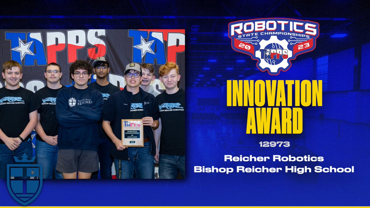 TappsRobotics's tweet image. Congratulations to Team #12973, Reicher Robotics of Bishop Reicher High School, winners of the #TAPPSrobotics 2023 Innovation Award! @BishopReicher