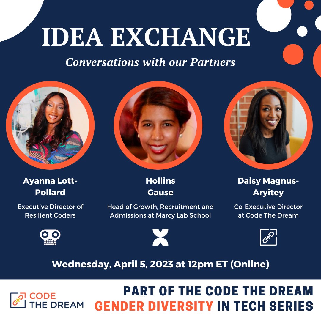 Code The Dream on Twitter "On Wed., April 5, at 12pm ET, join us live
