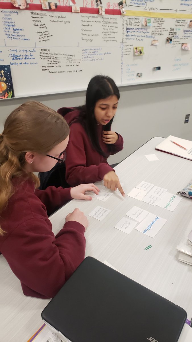 EHOVEefc's tweet photo. EFC Seniors working together in a Card Sort Review on the differences between accommodations and modifications! https://t.co/Qxnddhe2e7