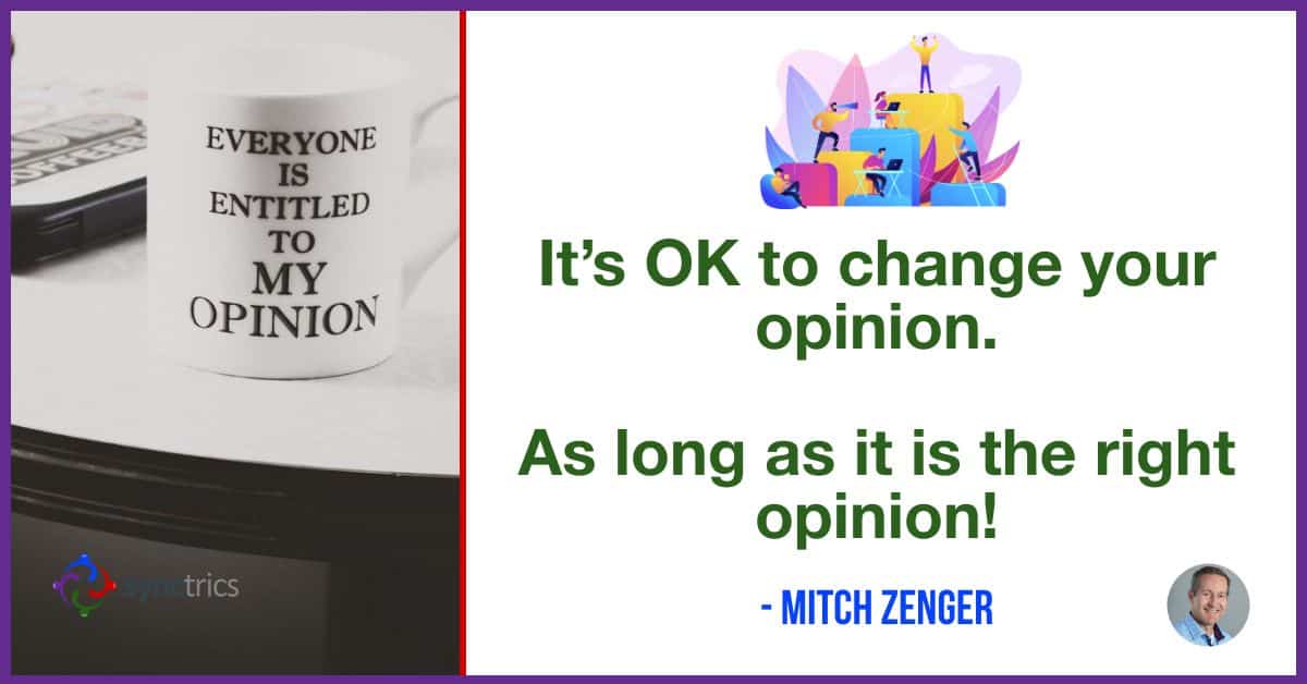 Recognition Solutions - Synctrics (@synccess) on Twitter photo Why is it so wrong to change my opinion??
My opinion is that your opinion is not the right opinion compared to everyone’s opinion!
<a href="/mitchzenger/">Mitch Zenger</a> <a href="/synctrics/">Synctrics - Optimizing Team Success</a> go.synctrics.com/synctrics
#Culture #FutureOfWork #Community #Synctrics #Leadership #StartUps #Jobs #HR #Belonging #Teamwork Why is it so wrong to change my opinion??
My opinion is that your opinion is not the right opinion compared to everyone’s opinion!
<a href="/mitchzenger/">Mitch Zenger</a> <a href="/synctrics/">Synctrics - Optimizing Team Success</a> go.synctrics.com/synctrics
#Culture #FutureOfWork #Community #Synctrics #Leadership #StartUps #Jobs #HR #Belonging #Teamwork