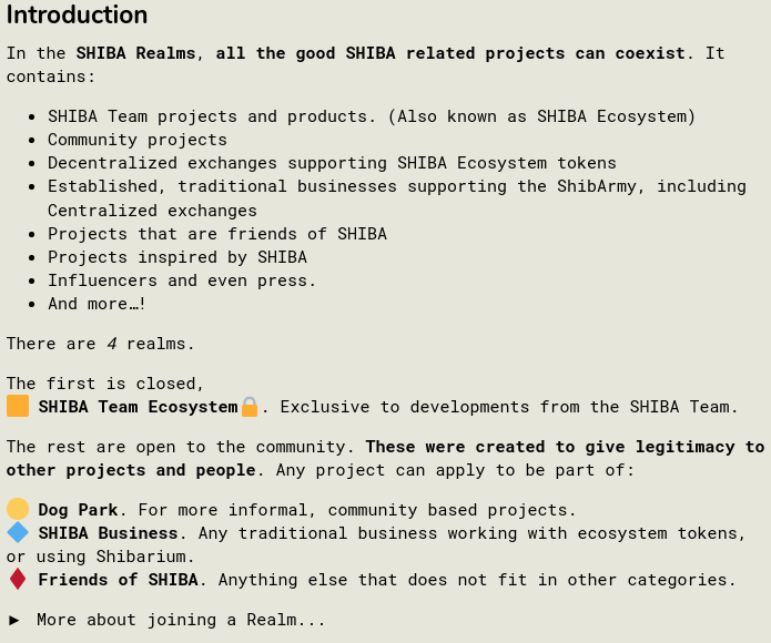 ShibInformer's tweet photo. #ShibArmy
This is why @ShibaWeavers came up with the concept of #ShibaRealms, where all projects can seek legitimacy and connect with new users, even if they are not made by the ecosystem team.
Projects can post in the "Dog Show", and later, #Alphausers can choose to promote the best of them!
https://t.co/ATh9BDJkdD
(ALWAYS DYOR)