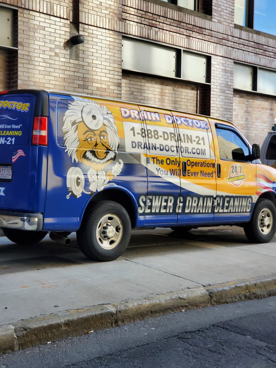 Alright, I have a lot of questions:

Why is Albert Einstein dressed as a medical doctor?

Why is this the only operation I will ever need? 

Can the drain never be broken again?

Does the drain doctor guarantee I will also never need a medical operation?

Who is being quoted?