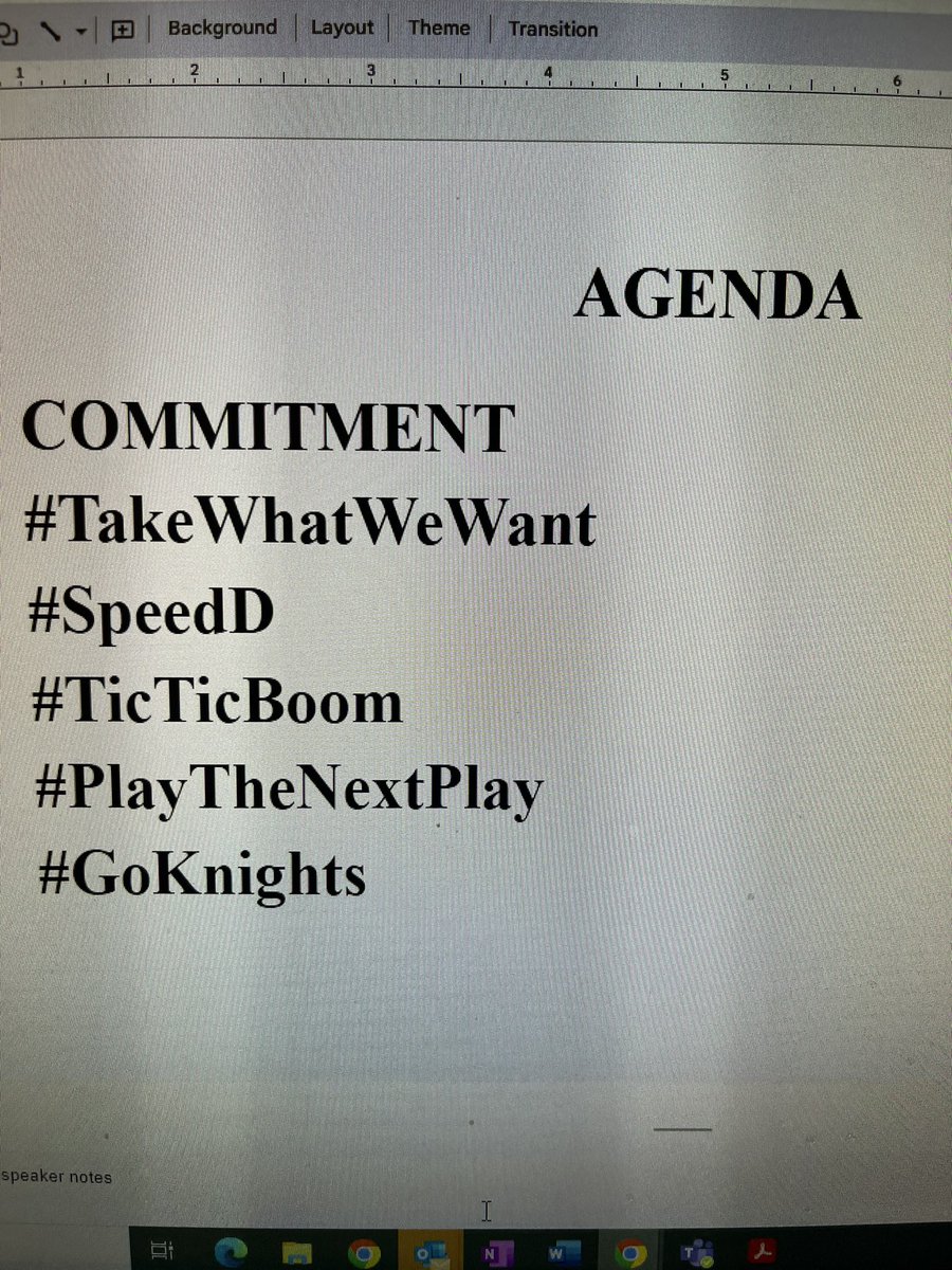 COMMITMENT is our focus today at our 2nd Staff Meeting of the Year! The State or Quality of being Dedicated to a Cause! THERES NO YESTERDAY, THERES NO TOMORROW! We must #LiveInTheNow and Commit to the PROCESS OF WINNING #GoKnights #PlayTheNextPlay🏁🏈