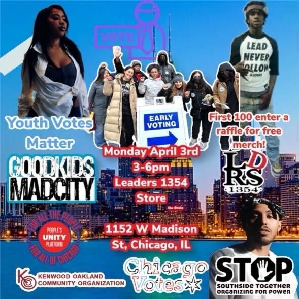 GrassrootsChi's tweet photo. TODAY! You still have time to show up to the Youth Votes Matter event! We’re out here talking to folks and handing out the PuP Voter Guide ❤️ Need to register to vote? Still need to vote? Head on over to the Leaders 1354 Store (@LDRS1354) before 6 PM!
#peoplesunityplatform #GOTV https://t.co/Y0JKLm3dxk