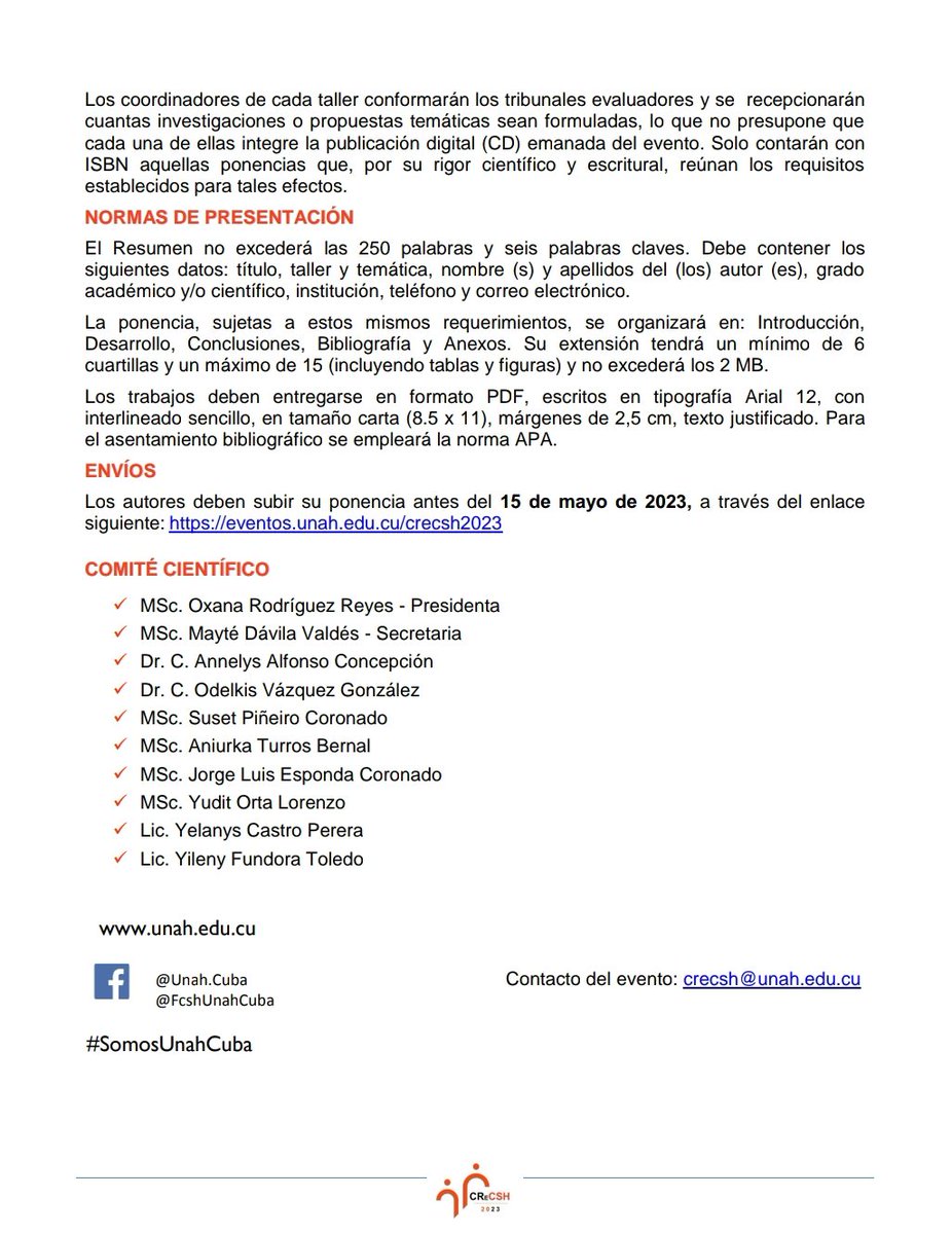 📌 Para fomentar las investigaciones concernientes a las Ciencias Sociales y Humanísticas ✨, la Facultad homónima adscrita a la Universidad Agraria de La Habana convoca a la XII Convención Regional "Las Ciencias Sociales y Humanísticas: otro espacio para el debate científico"