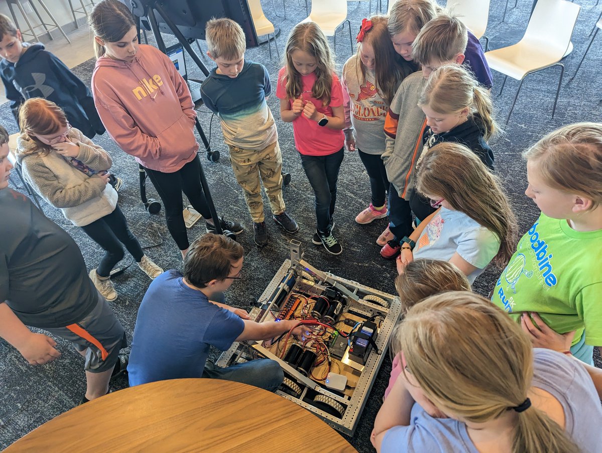 The Computer Science Interest Based students took a field trip to IP.  We learned all about the robot designed and programmed by Cash B. &amp; Joseph B.  Cash showed us how to drive the robot. The students had an opportunity to drive the robot around the Community Room at  the CREW.