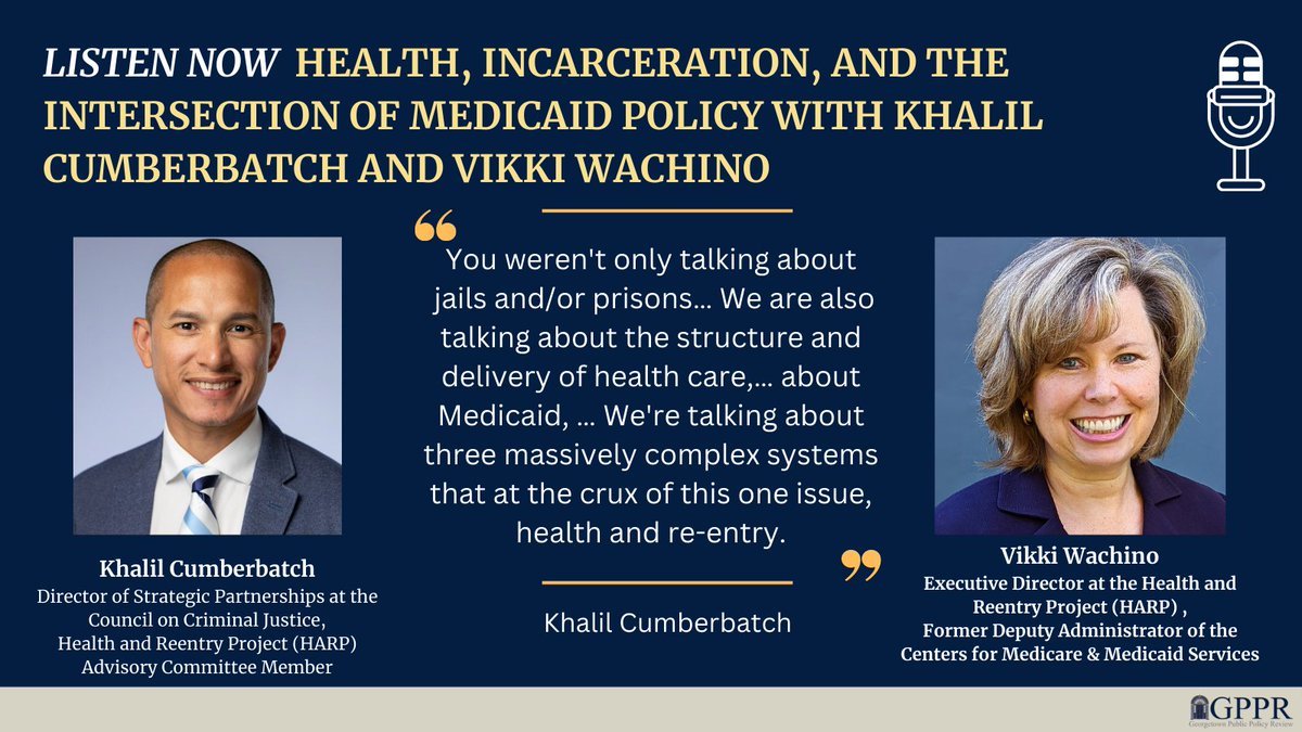 GPPolicyReview's tweet photo. GPPR Editor, Bryna Antonia Cortes (MPM ’23), spoke with Khalil Cumberbatch and Vikki Wachino on Health, Incarceration, and the Intersection of Medicaid Policy.
https://t.co/kQ1tP62aWe https://t.co/fNGAu6KvPJ