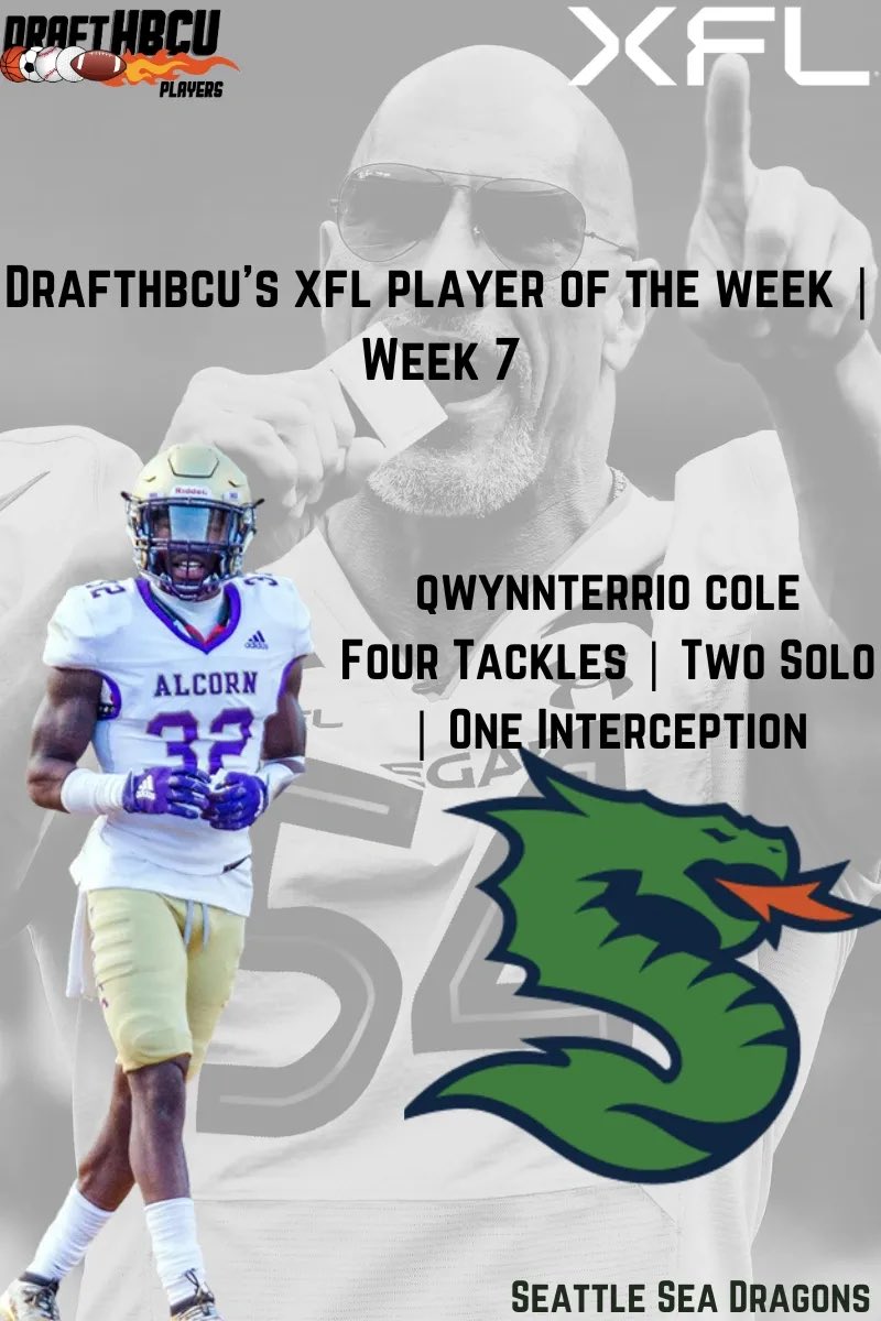 DraftHBCU's XFL Player of the Week | Week 7 | @Q_COLEtv @DraftHBCU 🤝 @XFL2023 drafthbcuplayers.com/blog/f/drafthb… #XFL #XFL2023 #DraftHBCUPlayers🏈