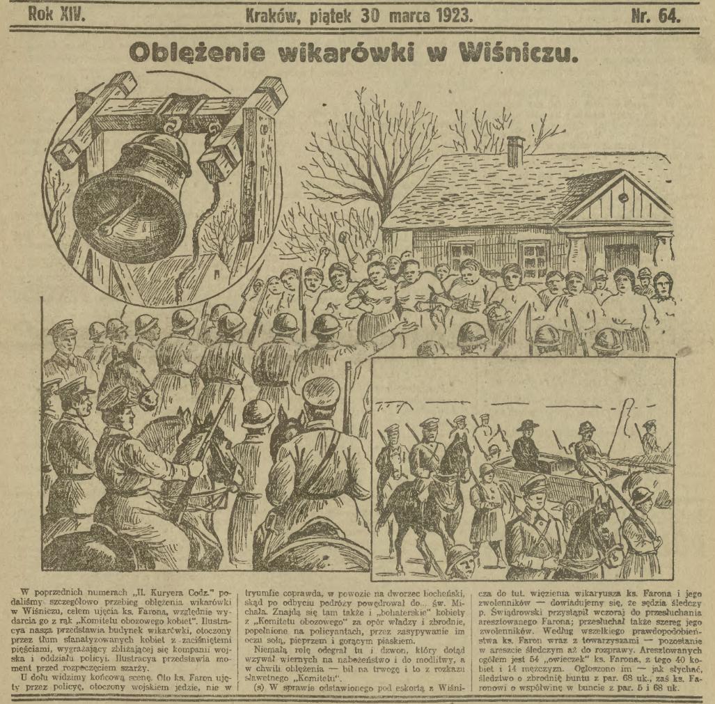 ArthurusScriba's tweet image. Wiśnicz sto lat temu. Sfanatyzowany tłum, bójka, ksiądz i rebelianci do więzienia, siły wojskowe i policyjne nacierają na obiekt kościelny. Noż jak AD 2023 w Ławrze Peczerskiej.
#100lattemu #IKC