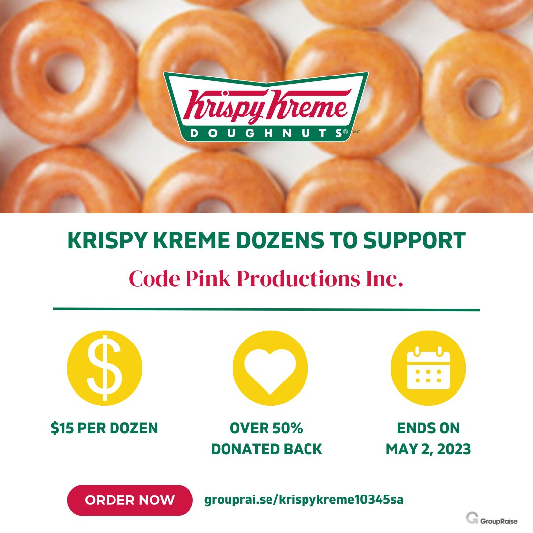 MoniqueJeCeo's tweet photo. Indulge guilt-free in delicious #KrispyKreme doughnuts with Code Pink Productions Inc.'s #GroupRaise fundraising campaign. Get fresh dozens delivered to your door, and 50% of your purchase will support our cause. Order now at https://t.co/4uFwt7c7ZX #donut #codepinkproductionsinc https://t.co/JN8VQy2W9v