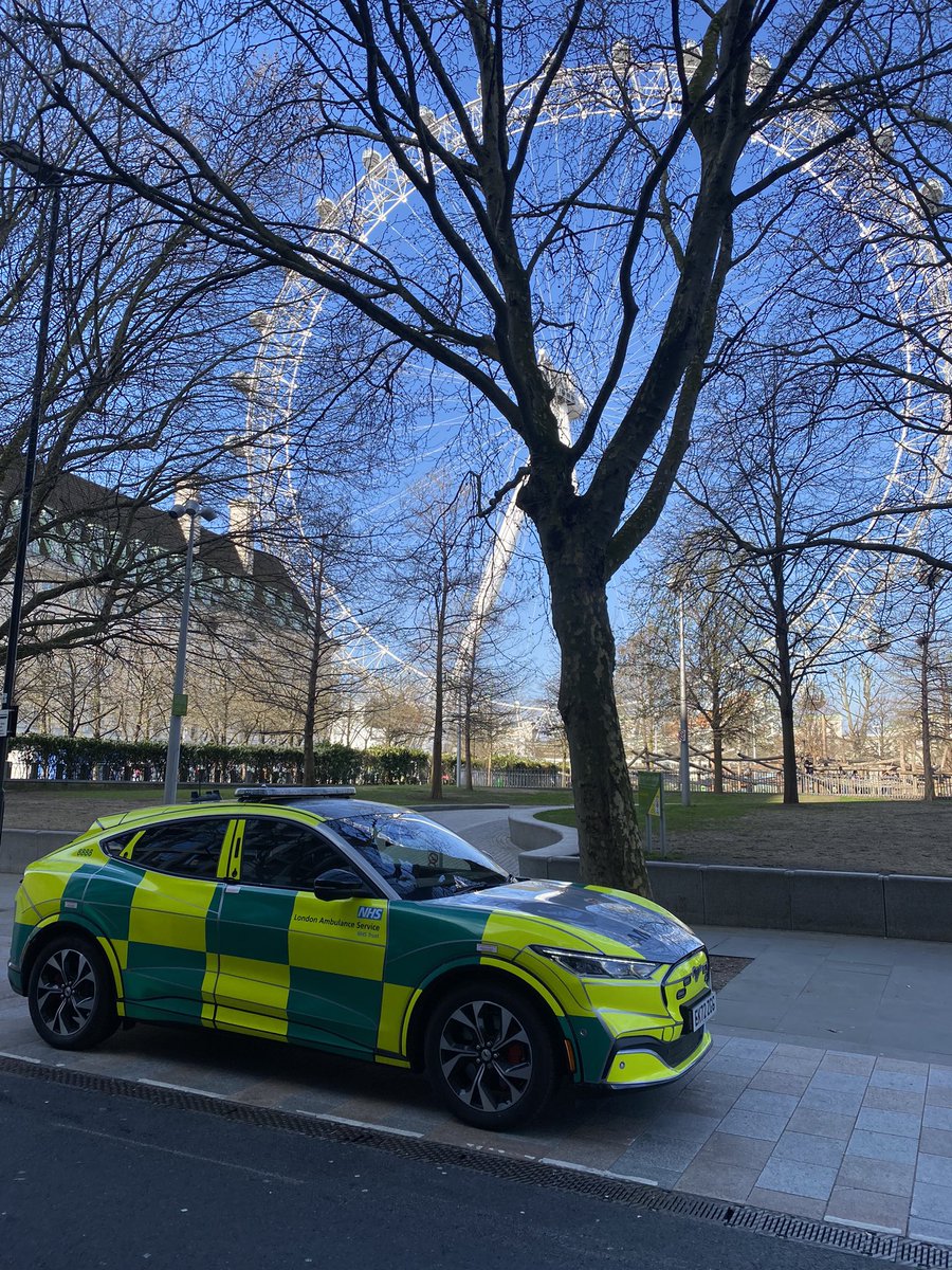 Absolute privilege to be driving and responding to patients in one of our new Fast Response Cars today. #mustang #ElectricCar