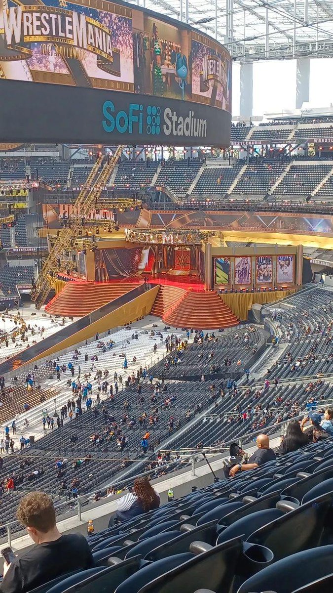 Enrique_CSULB's tweet photo. I got to see the #WrestleMania 39 stage in #SoFiStadium on Sunday. #JOUR240 https://t.co/nxnEAb7GAh