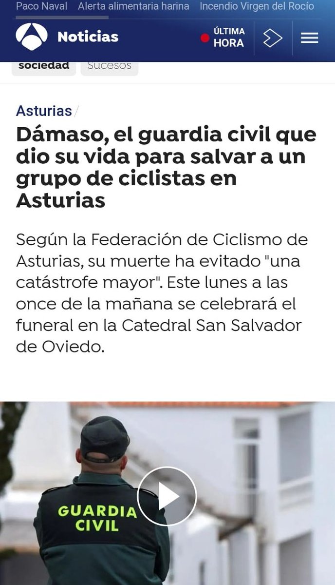 DavidArranzVox's tweet photo. Se llamaba DÁMASO GUILLÉN era Guardia Civil, tenía 48 años, mujer e hija. Y SIEMPRE será un HÉROE.✅
Un criminal que robó un coche le mató, cuando se interpuso para salvar una carrera ciclista de jóvenes y niños, que habrían sido arrollados por ese malnacido.
GRACIAS, DEP🙏✝️🇪🇸 https://t.co/MmPL5o5rbW