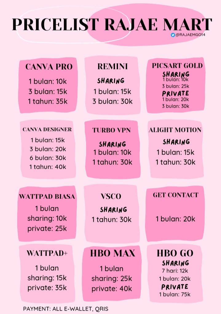 RAJAEMGO14's tweet photo. halo guys aku lagi OPEN apk prem nih! apknya lengkap (ada yg tdk ada dilist), harganya terjangkau, prosesnya cepat dan terpercaya 1001% amanah💗 mau tanya² jg boleh ya.
DM or chat me if you're interested, thankyou! jangan lupa cek pinned😻
#zonajajan #zonaba #zonaBU #zonauang 27 https://t.co/QzwvRFJ9Ix