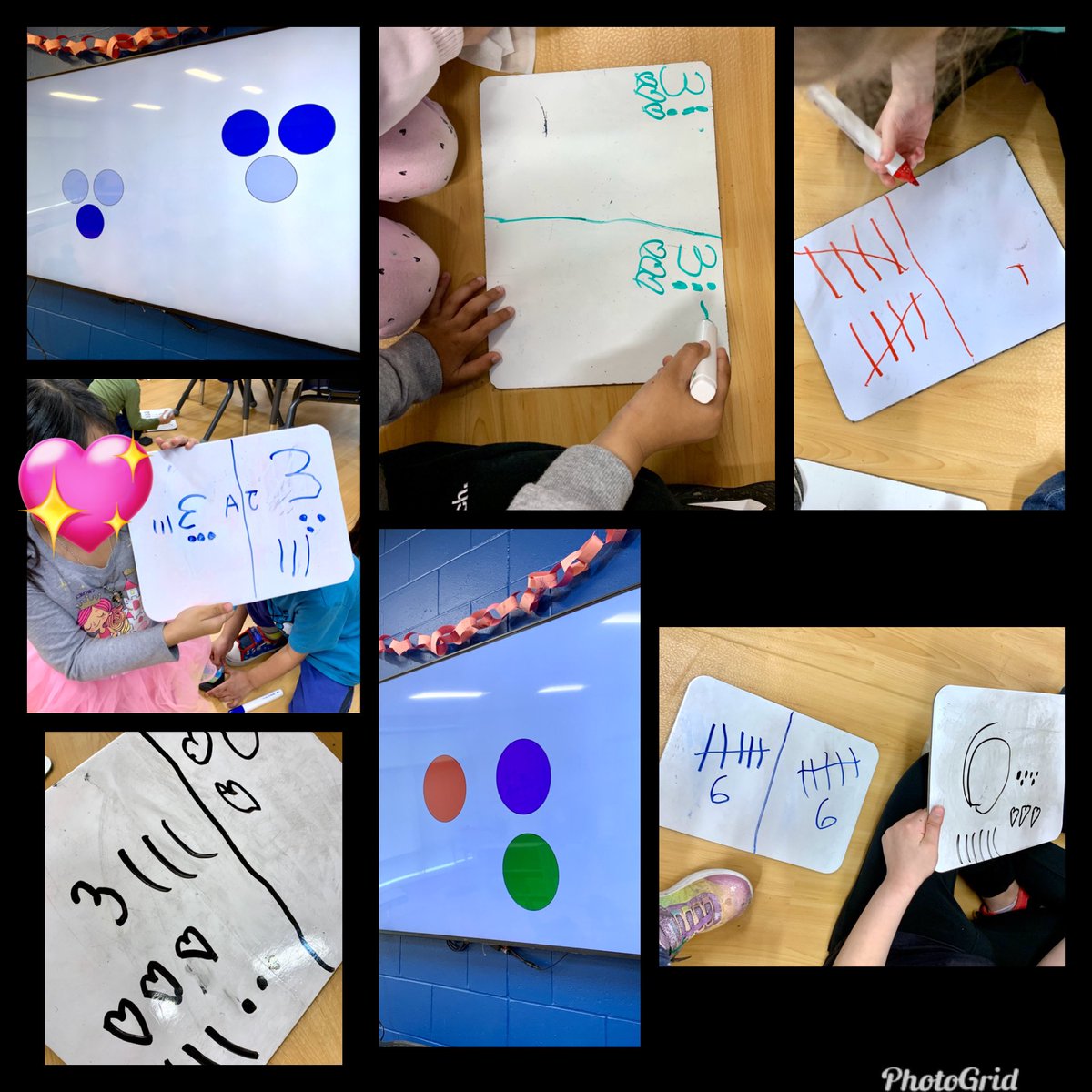 Different dot formations were shown on the big screen. Students were asked to identify how many they saw and worked in pairs to show their thinking. <a href="/oakwrdsb/">Oak Creek PS</a>