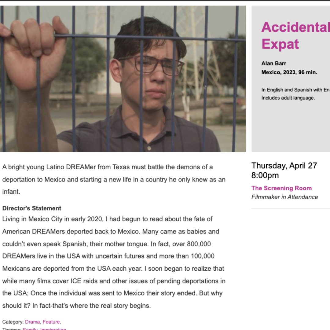 We are pleased to announce that "Accidental Expat" will be making its world premiere at the Arizona International Film Festival in Tucson, Arizona. The screening will take place on Thursday, April 27th at 8 PM in the Screening Room located in downtown Tucson.