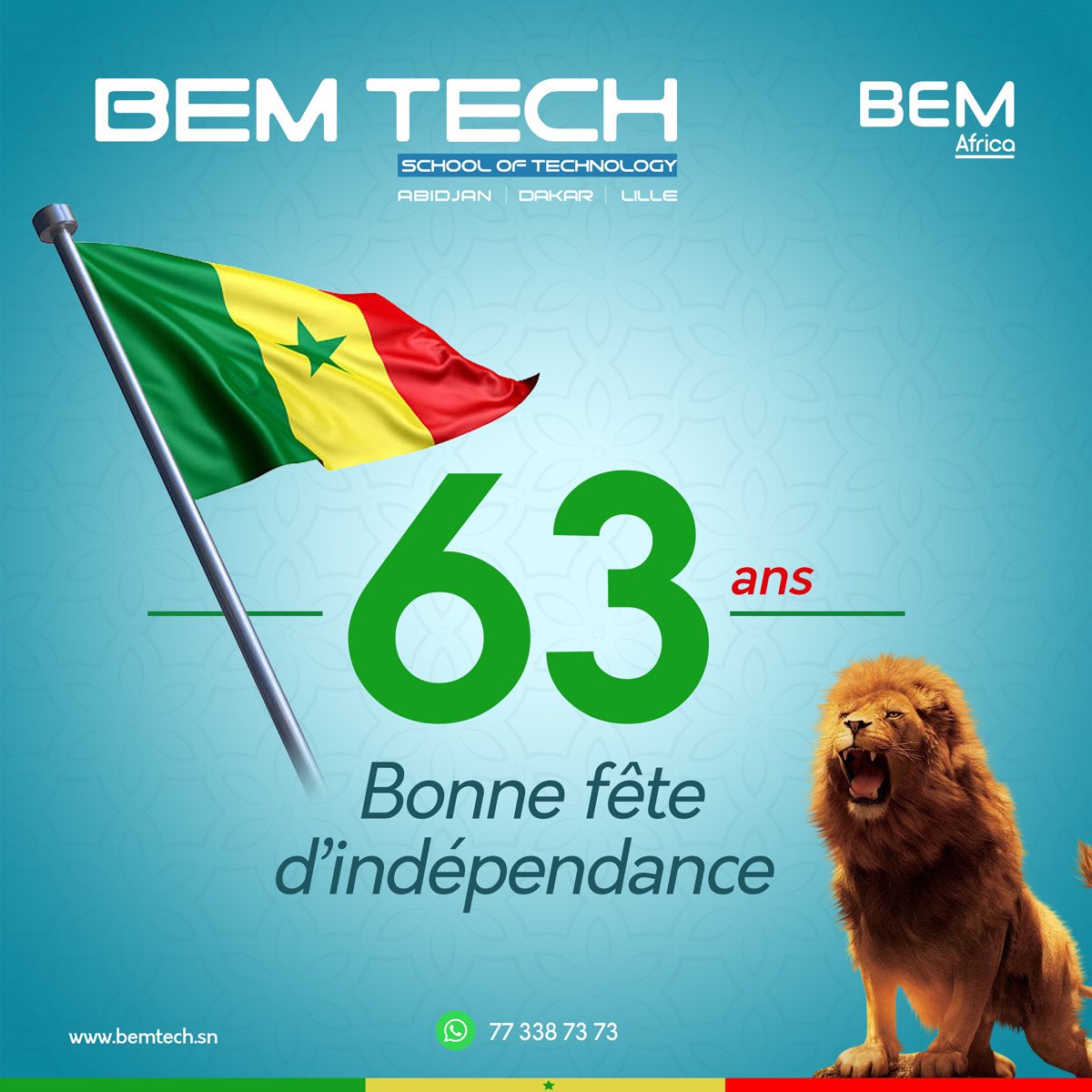 BEM TECH (@bemtech_) on Twitter photo ✨Bonne Fête de l’Indépendance à tout le peuple sénégalais!
#BEMTECH #indépendance #BTP #construction #infrastructures #geniecivil #genieelectrique #energies #TECHNOLOGIE #africa #studyinsenegal #etudes #senegal #Informatique #marketing #formation #sciences #bemdakar ✨Bonne Fête de l’Indépendance à tout le peuple sénégalais!
#BEMTECH #indépendance #BTP #construction #infrastructures #geniecivil #genieelectrique #energies #TECHNOLOGIE #africa #studyinsenegal #etudes #senegal #Informatique #marketing #formation #sciences #bemdakar